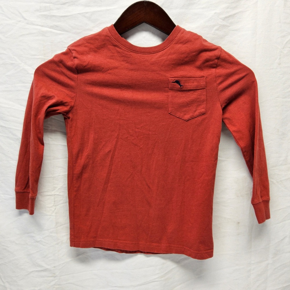Tommy Bahama Long Sleeve T-Shirt Kids Size M 7/8 Orange Pocket Marlin Tee